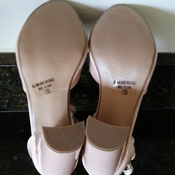 Charlotte Russe Y2k Studded Quecy Chunky Block Heels 10 Nude - Picture 14 of 16